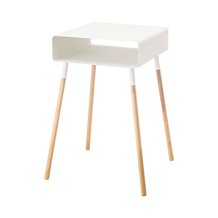 Yamazaki Home Tall Side Table With Storage Shelf, Rectangular Accent